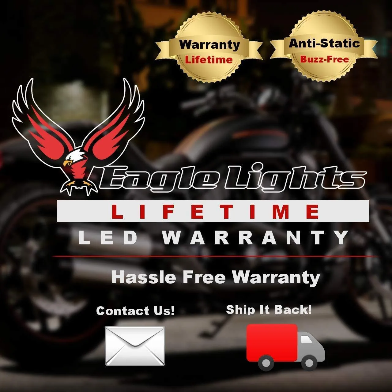 Eagle Lights Rear LED Turn Signal, Brake and Halo Running Light Kit for Harley Davidson Motorcycles - Generation II / 1157 Base / Halo Design