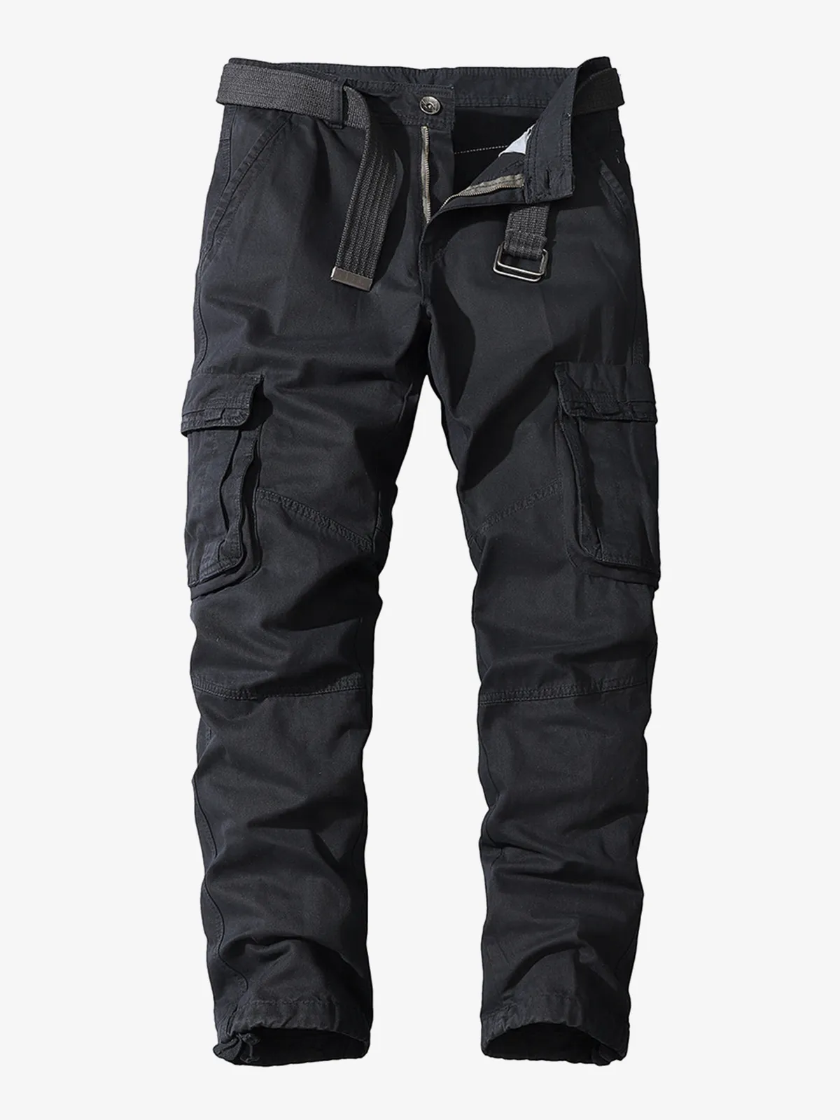 Men's Solid Color Casual Pocket Outdoor Breathable Cotton Cargo Pants