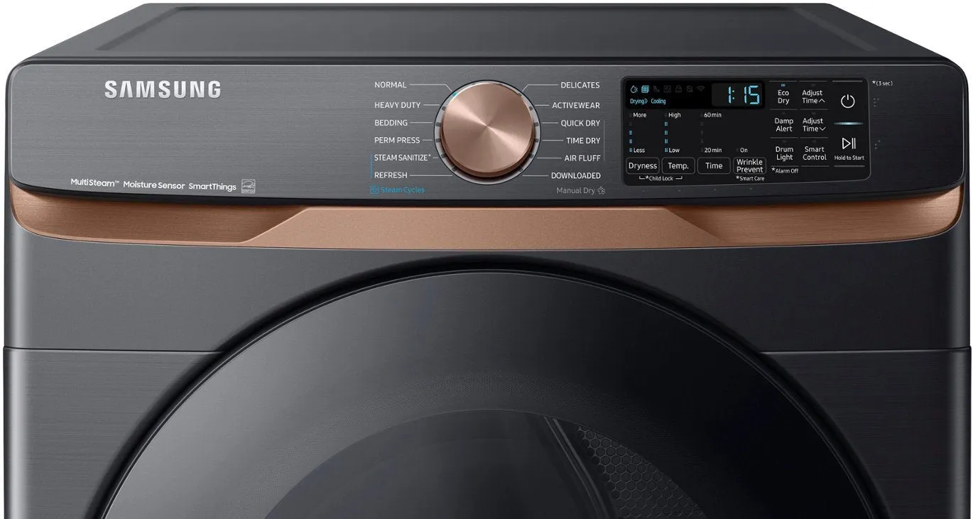 Samsung - 7.5 Cu. Ft. Stackable Smart Electric Dryer with Steam and Sensor Dry - Brushed Black - display_model