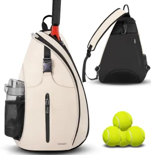 Tennis Sling Backpack Crossbody for Men Women, Compatible for Pickleball Tennis Badminton Rackets
