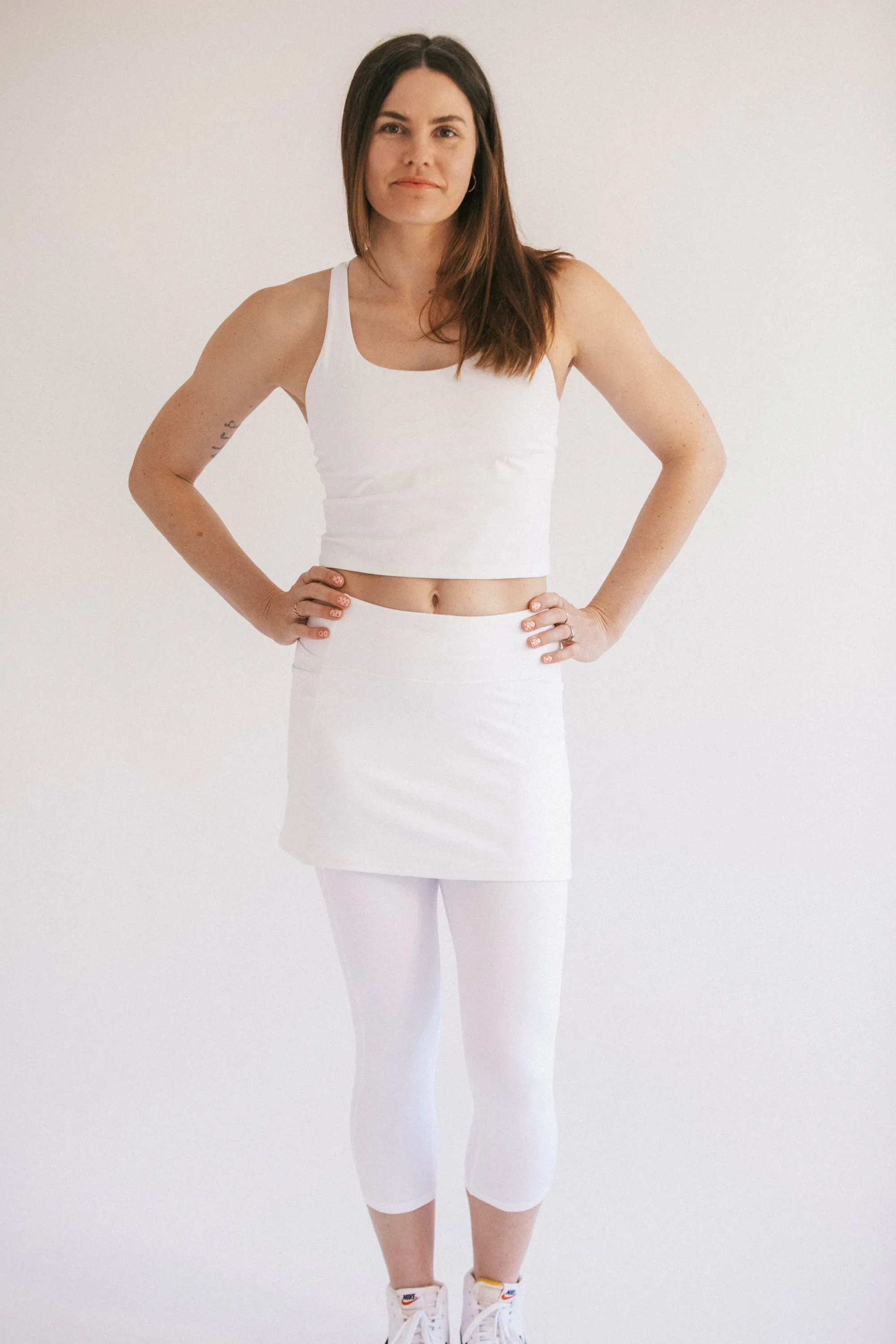 Wimbledon White Skirted Leggings Mid-Calf Length